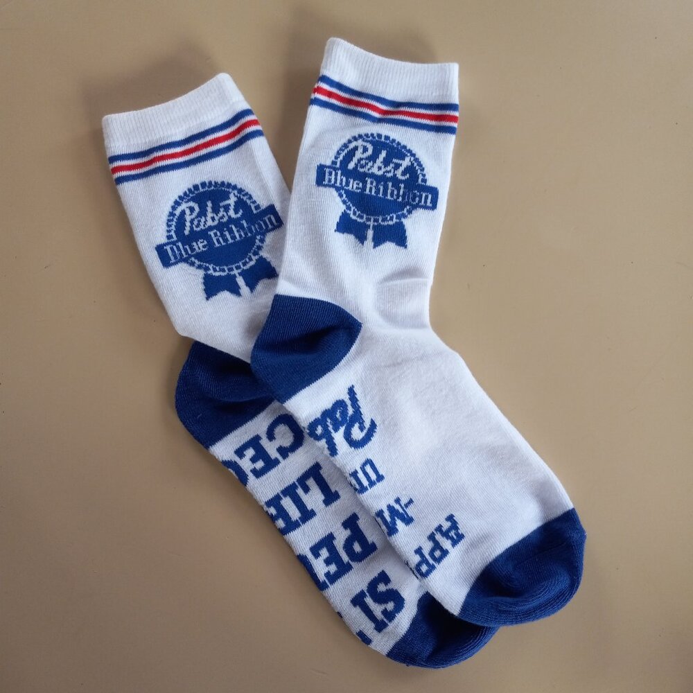 Pabst Blue Ribbon French Novelty Unisex Crew Socks